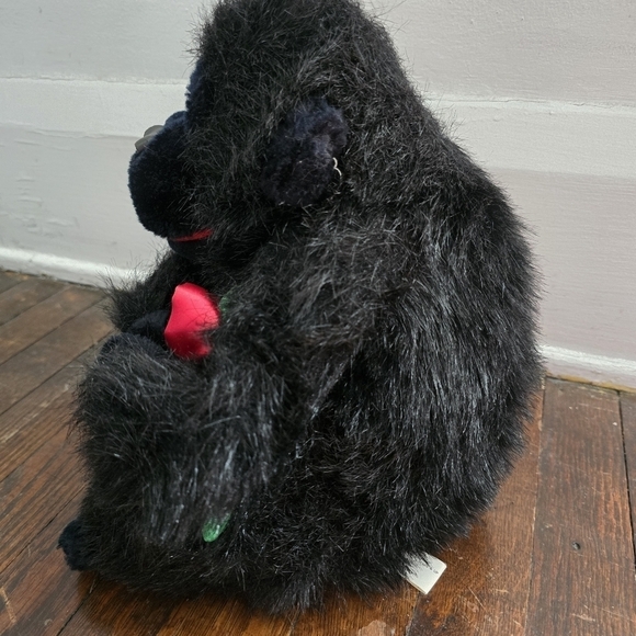 Vintage 80s Fine Toys Black Gorilla Rose Plush Stuffed Animal 12" - Picture 2 of 14
